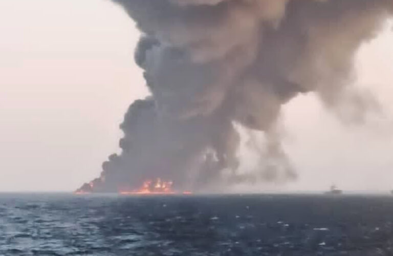 Large Iranian navy ship sinks after catching fire