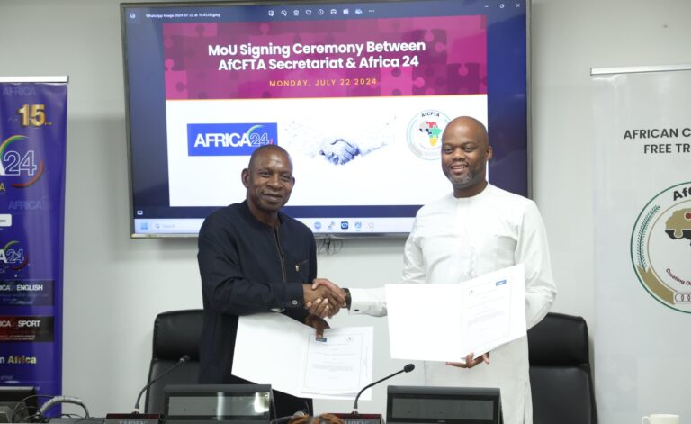 The African Continental Free Trade Area (AfCFTA) Secretariat and AFRICA24 Media Group sign historic Memorandum of Understanding to boost Continental Free Trade Area and media collaboration